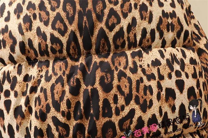 Short Coat Leopard Print Thick Quilted Puffer Jacket Outdoor Winter Style Cold Weather Ready - SN Wigs & More