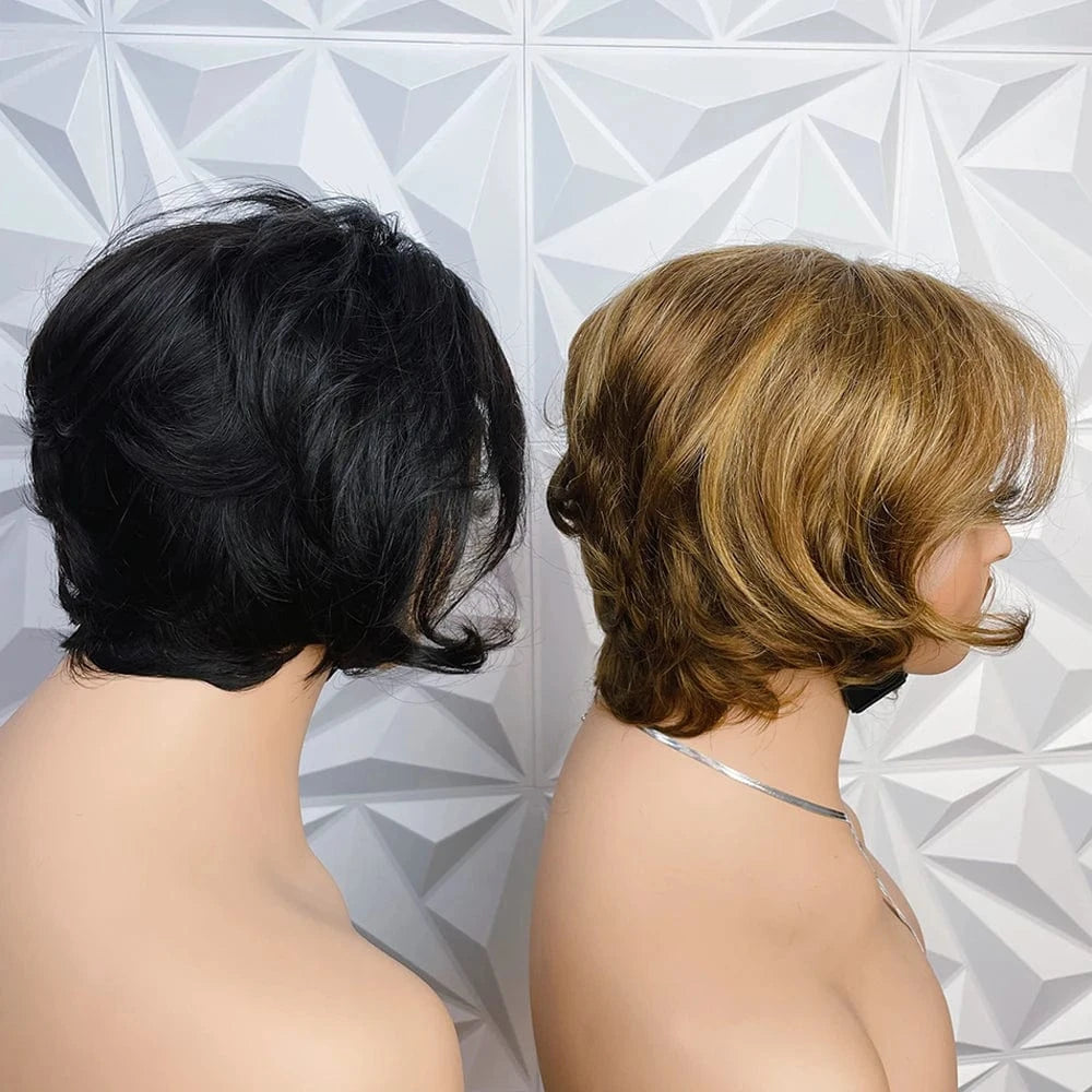 Short Pixie Cut Bob Wig Pixi Transparent 13X4 Lace Frontal Wavy Human Hair Wigs For Women Highlight Lace Wig PrePlucked Hairline