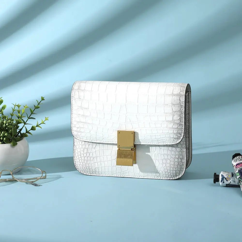Shoulder Bag + Genuine Crocodile Leather + Structured Luxury Everyday Elegance For Modern Women - SN Wigs & More