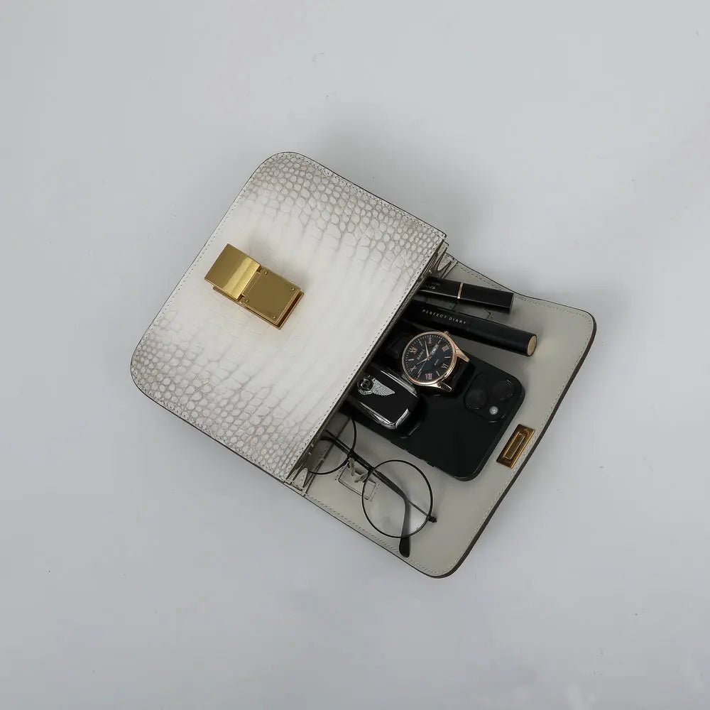 Shoulder Bag + Genuine Crocodile Leather + Structured Luxury Everyday Elegance For Modern Women - SN Wigs & More