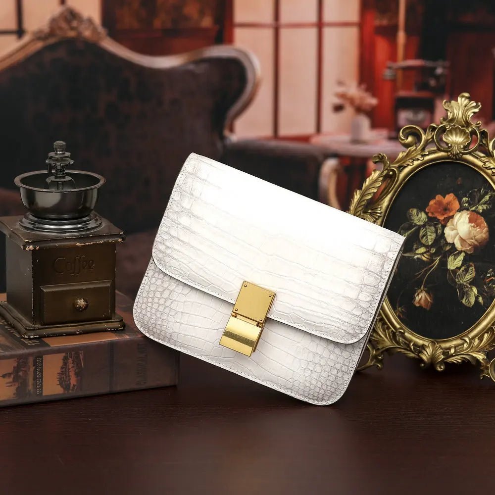 Shoulder Bag + Genuine Crocodile Leather + Structured Luxury Everyday Elegance For Modern Women - SN Wigs & More