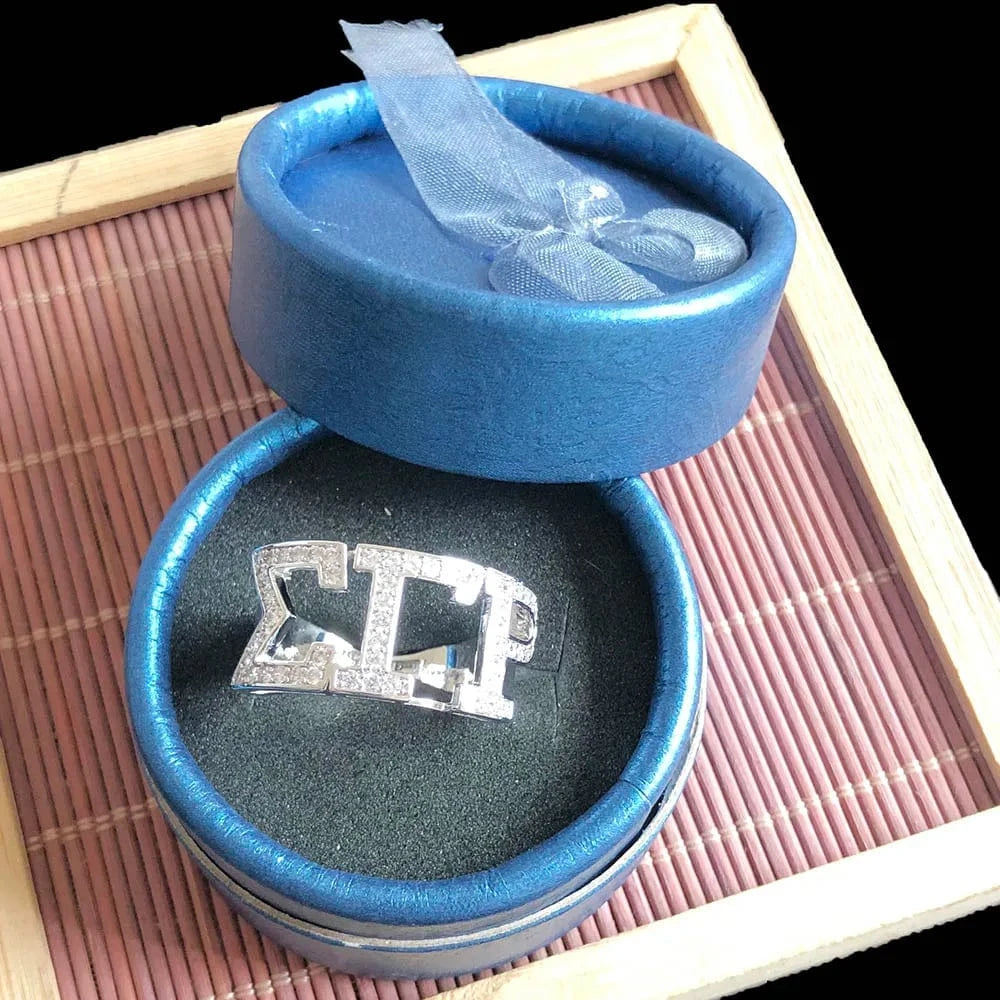 Sigma Gamma Rho ring Sorority Organization Gold Plated Sterling Silver Engagement Cubic Zirconia GREEK Finger Rings