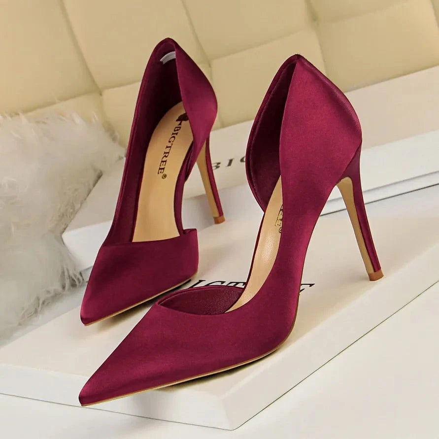 Silk Fashion Wholesale Pointed Pumps Stiletto High Women Royal Blue Heels