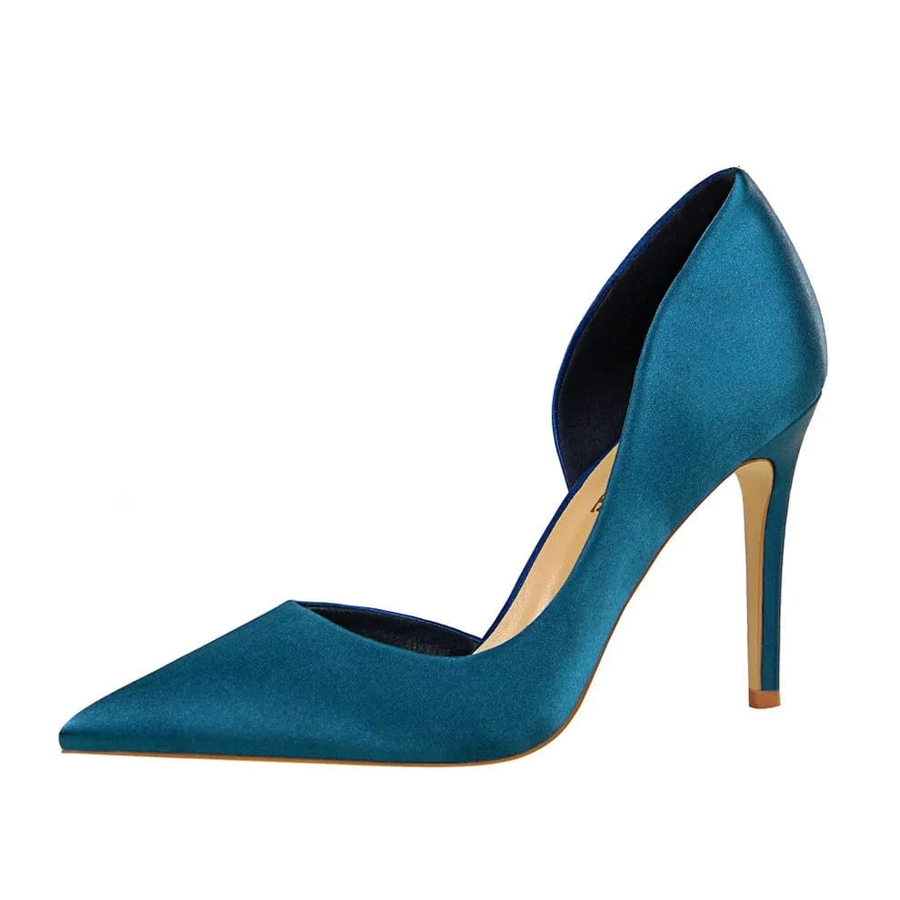 Silk Fashion Wholesale Pointed Pumps Stiletto High Women Royal Blue Heels