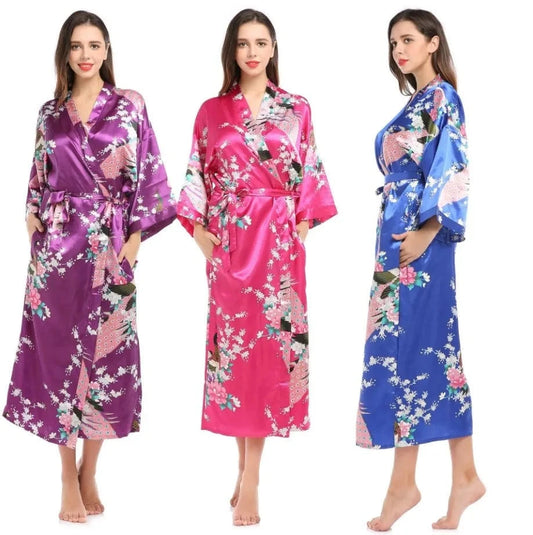 Silk Kimono Robe Bathrobe Women Satin Robe Silk Night Sexy Robes Night Grow For Bridesmaid Summer Plus Size