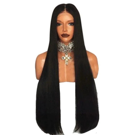 Silky Straight Unprocessed Raw Indian Human Hair Full Lace Wig, Middle Part Straight Wig with Baby Hair