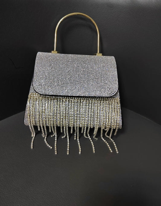 silver 2024 Guangzhou Factory Sale bling rhinestone bag purse bolsas crossbody bag chain bag for women 2024