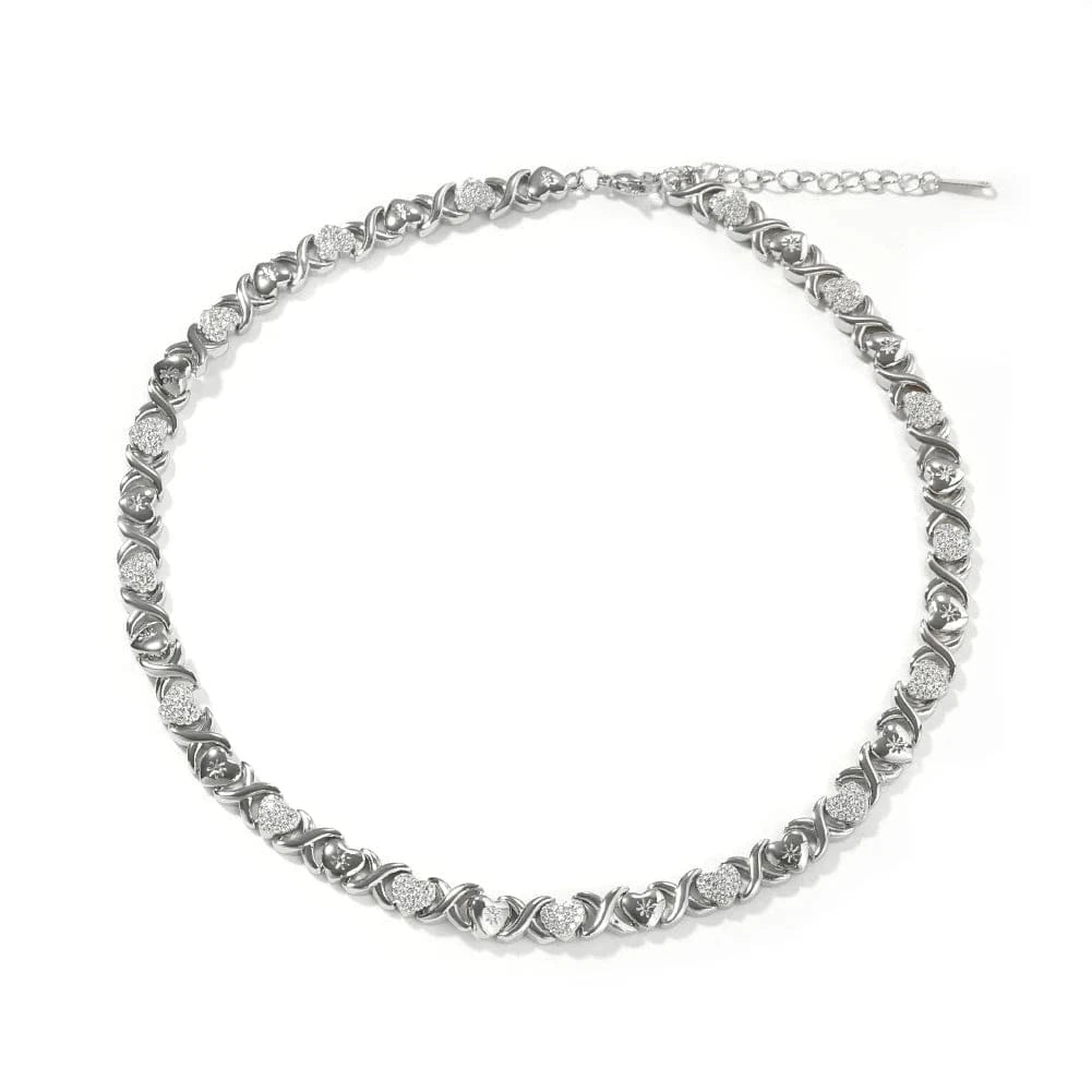 Silver / 6inch UWIN 2025 Diamond-Cut Hearts Stampato Bracelet 18K Gold Iced Out Heart and Kisses XO Chain Bracelet