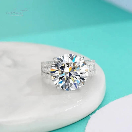 Silver 925 Original 10 Carat Brilliant Cut Diamond Test Past D Color Moissanite Cow Head Ring for Women Wedding Fine Jewelry