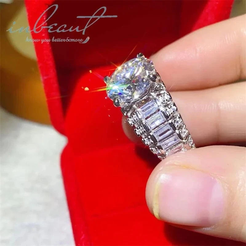 Silver 925 Original Brilliant Cut 5 Carat Diamond Test Past Shiny D Color Moissanite Wedding Ring for Women Gemstone Jewelry