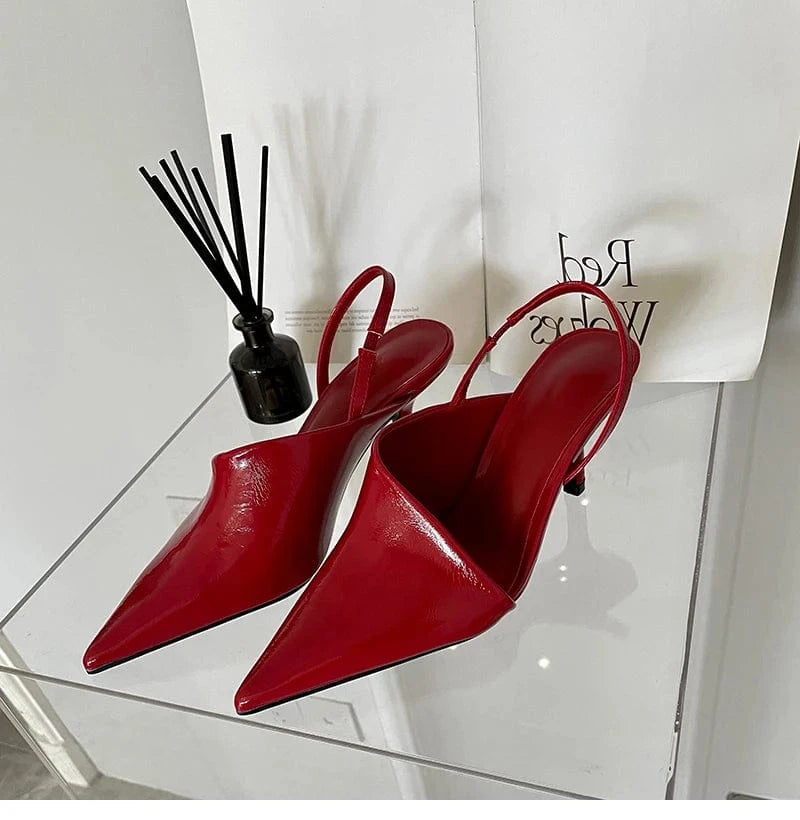 Silver black wine red fluorescent yellow white spring and summer 2023 new fashion pointed high heel sandals