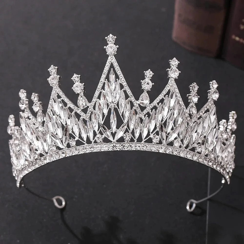 Silver +Clear Stone RS282 Exquisite Luxury Bridal Crown Crystal Diadem Tiaras Bride Alloy Jewelry Wedding Party Hair Accessories