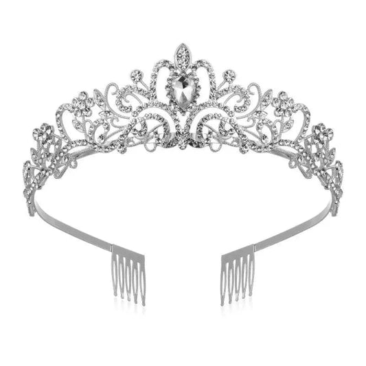 Silver Crystal Tiara Crowns Wedding For Women Girls Princess Crown with Combs Women's Headbands Bridal Prom Birthday Par