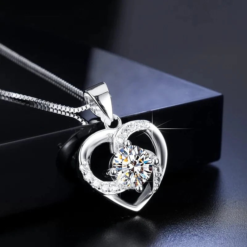 silver Dropshipping Infinity Love Heart Pendant Necklace with Moissanite Stone Jewelry Gifts for Women Silver-Tone Jewelry Gifts