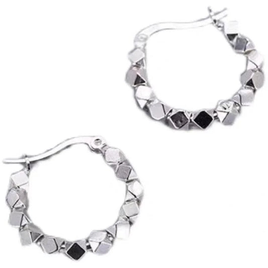 silver Factory Directly wholesale 925 Sterling Silver Simple fashion Geometric silver Hoop Earrings For Women jewelry 2023