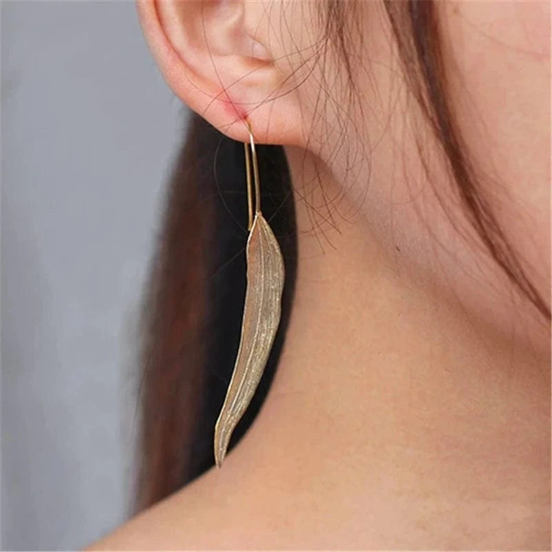 silver Fashion Lady Long Leaves 925 silver silver jewelry