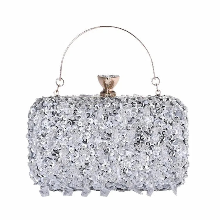 silver good quality fashion unique design evening bag beaded sequin party bling luxury clutch purse for women