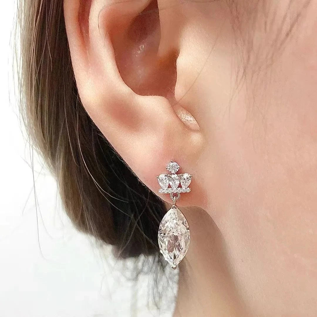 silver Hailer Jewelry Moissanite Pendant Earring 925 Sterling Silver 3ct Marquise Moissanite Beautiful Customized Jewelry Earring