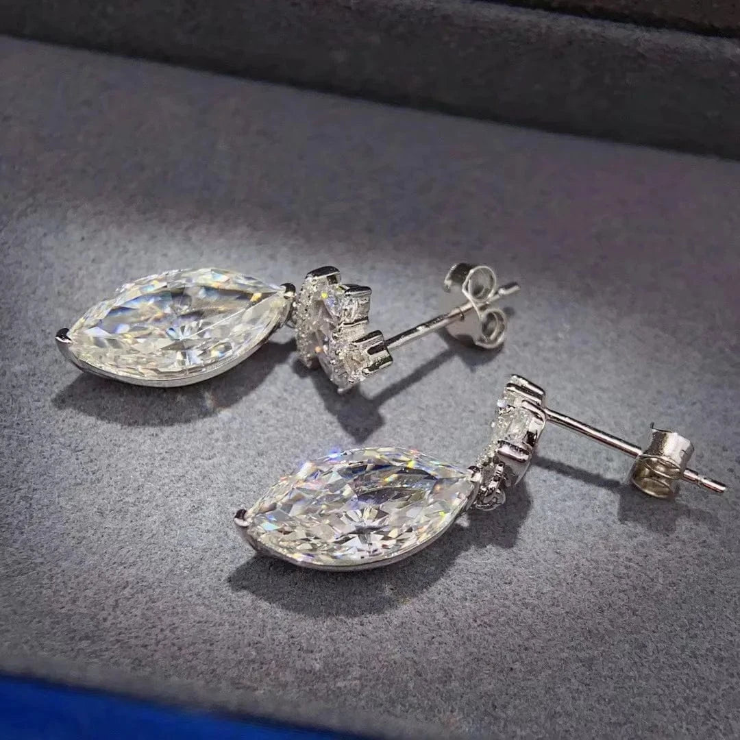silver Hailer Jewelry Moissanite Pendant Earring 925 Sterling Silver 3ct Marquise Moissanite Beautiful Customized Jewelry Earring
