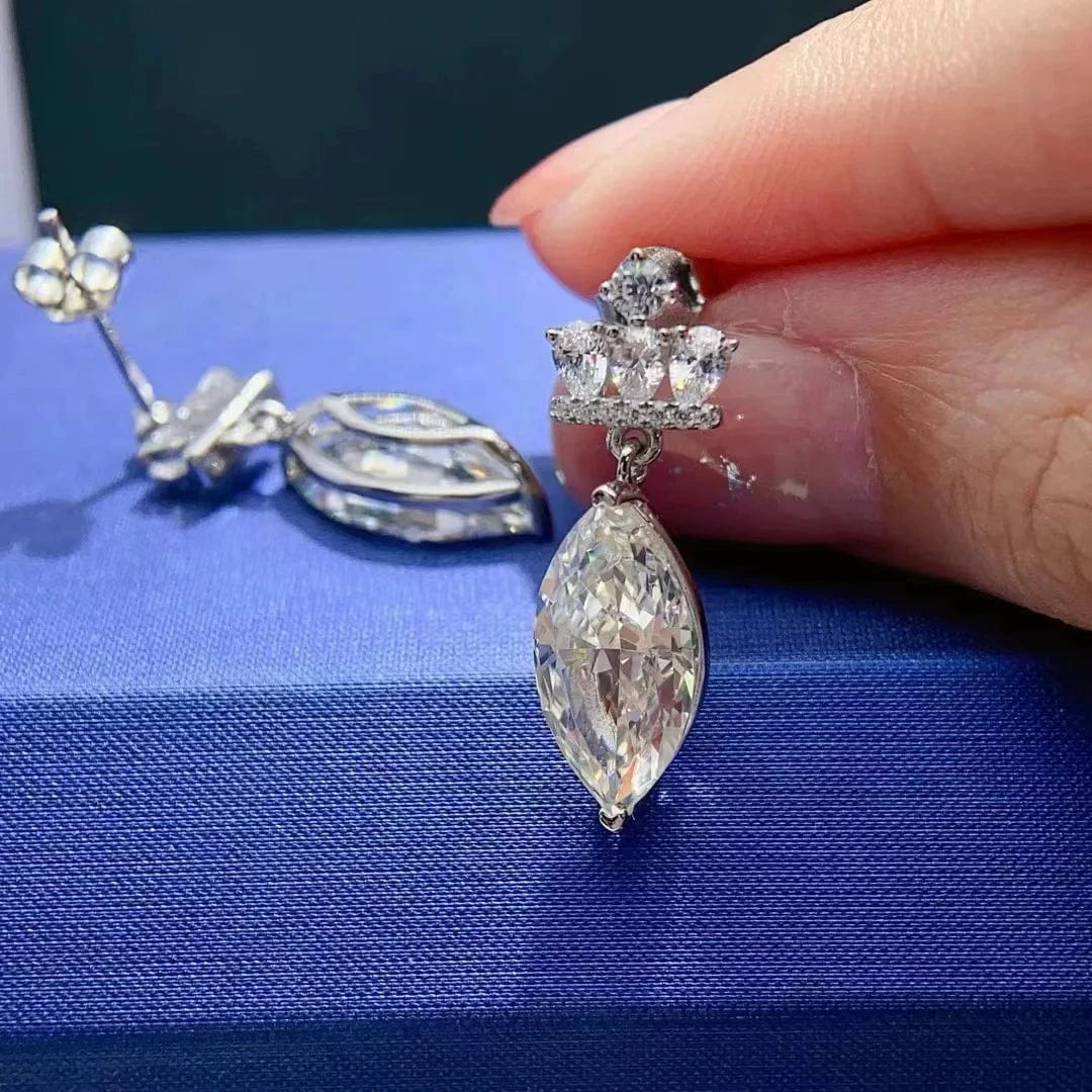 silver Hailer Jewelry Moissanite Pendant Earring 925 Sterling Silver 3ct Marquise Moissanite Beautiful Customized Jewelry Earring