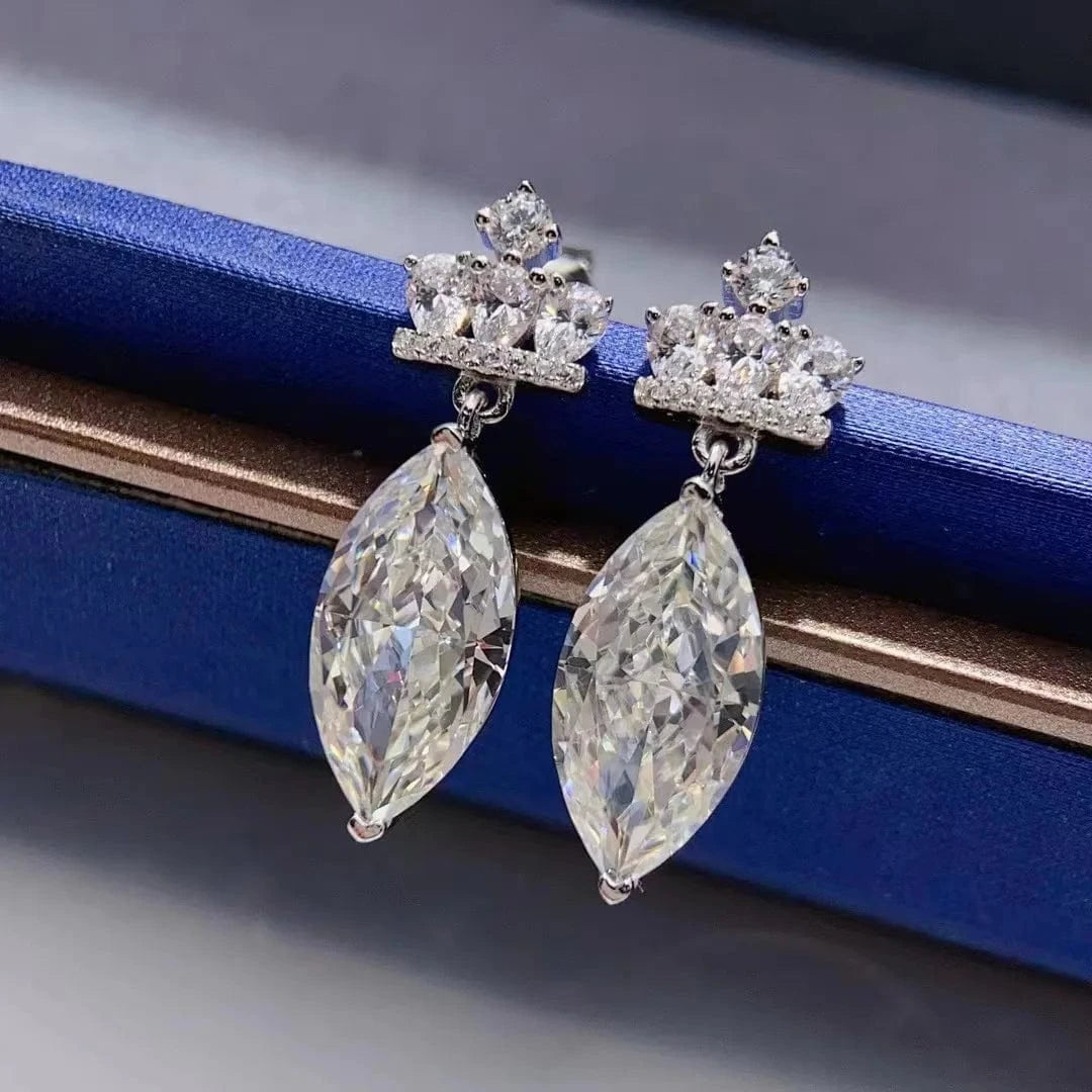 silver Hailer Jewelry Moissanite Pendant Earring 925 Sterling Silver 3ct Marquise Moissanite Beautiful Customized Jewelry Earring