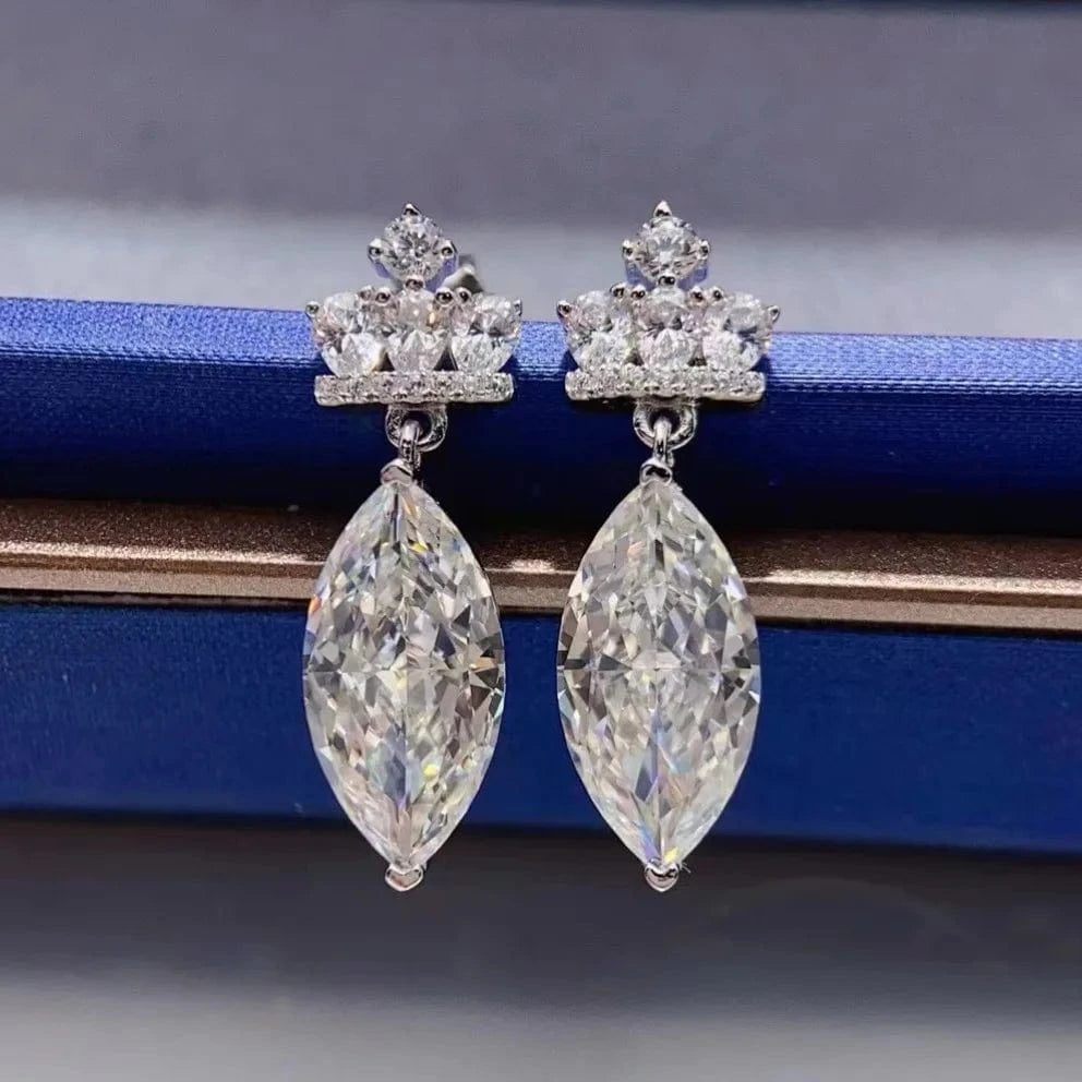 silver Hailer Jewelry Moissanite Pendant Earring 925 Sterling Silver 3ct Marquise Moissanite Beautiful Customized Jewelry Earring