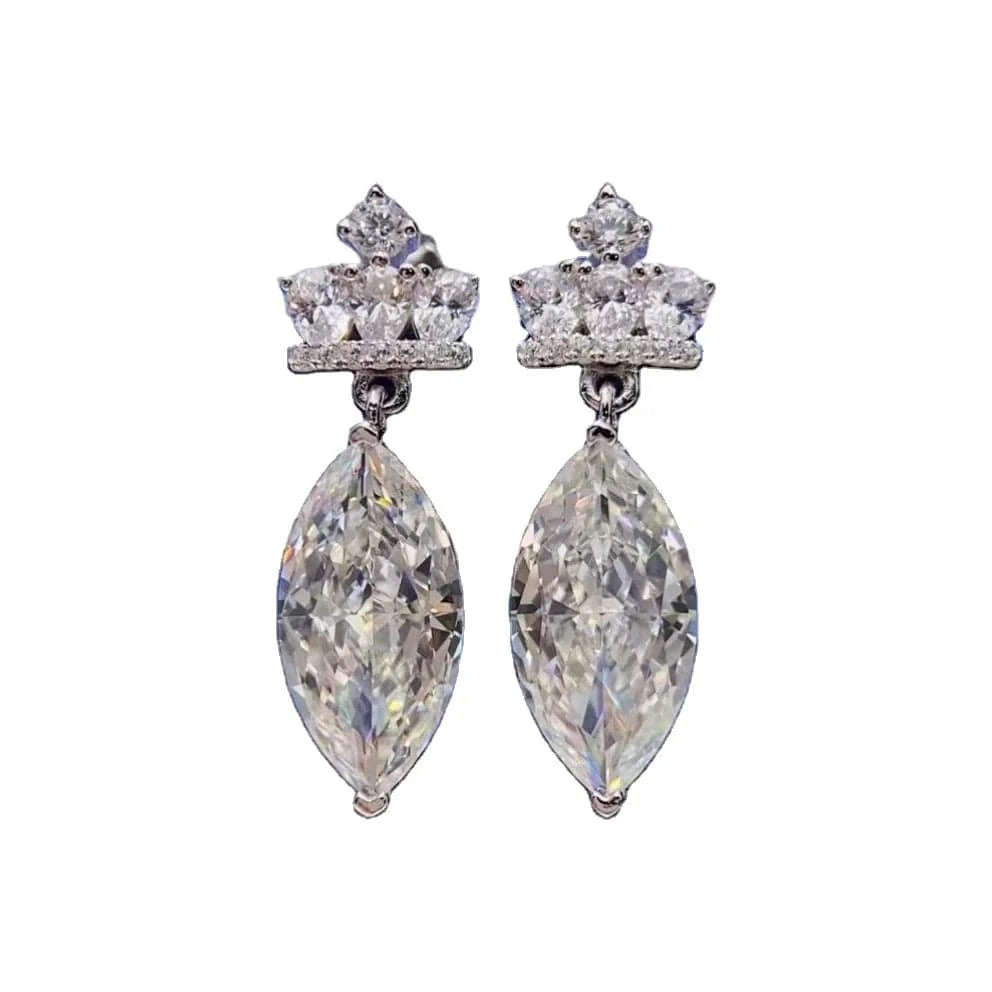 silver Hailer Jewelry Moissanite Pendant Earring 925 Sterling Silver 3ct Marquise Moissanite Beautiful Customized Jewelry Earring
