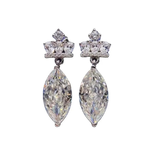 silver Hailer Jewelry Moissanite Pendant Earring 925 Sterling Silver 3ct Marquise Moissanite Beautiful Customized Jewelry Earring