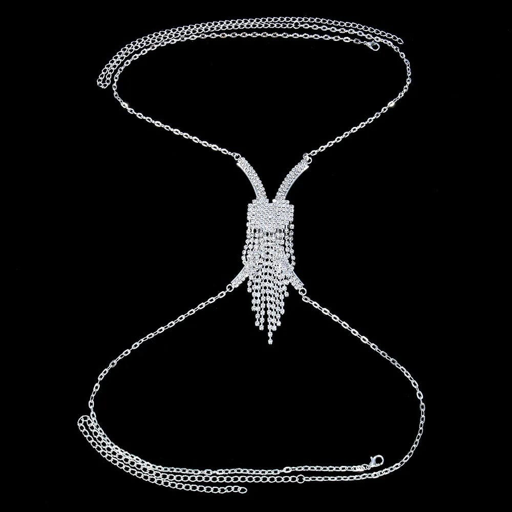 silver / heart Sexy Fringe Bras Chain Feminine Chest Bracket Rave Party Accessories for Women Body Jewelry