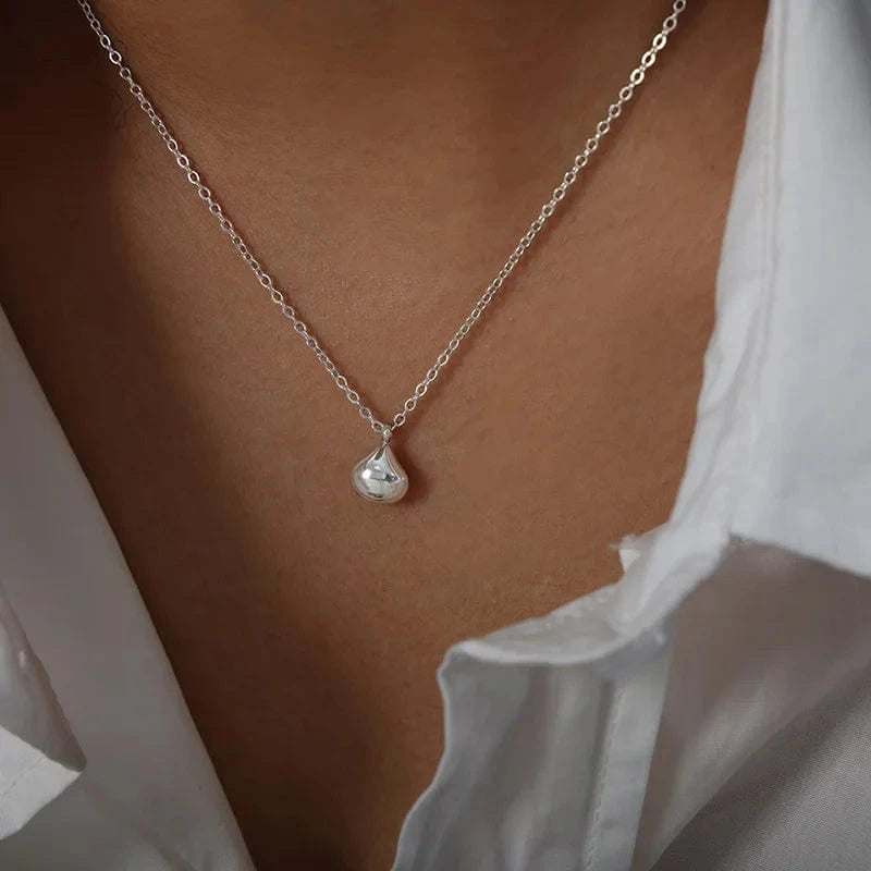 silver High Quality Women Waterdrop Pendant Stainless Steel Necklace Jewelry For Girls