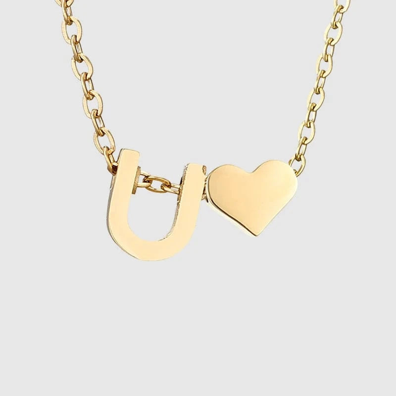 Silver / Letter  -U Fine Jewelry Gold Plated Adjustable Chain Heart Initial A-Z 26 Alphabet Letter Charms Bracelet