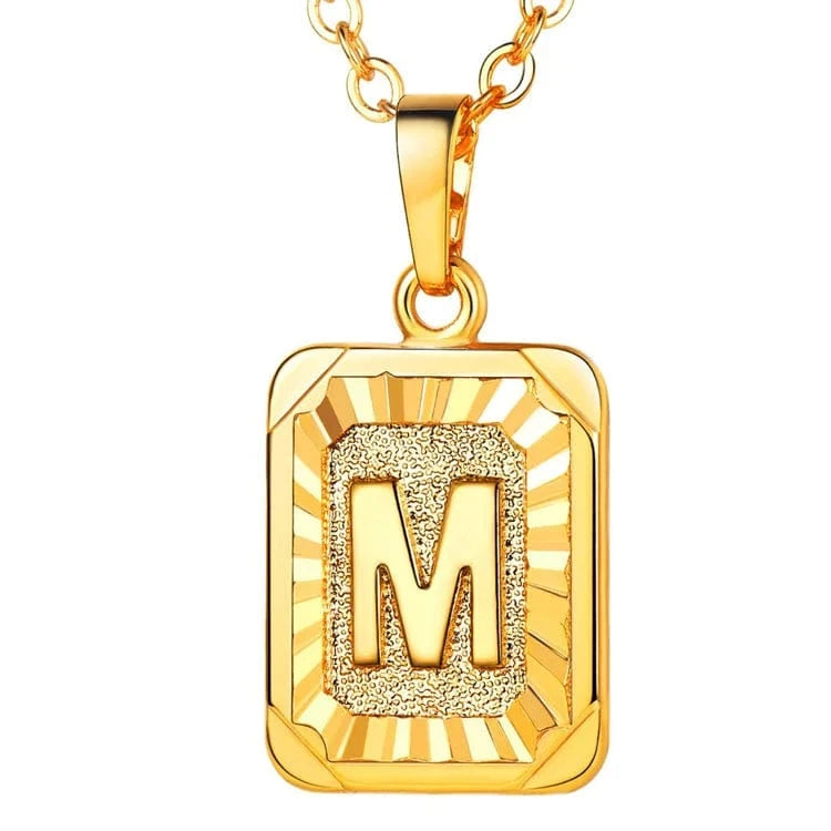 silver / m Wholesale English Letters Charm 18k Gold Plated Stainless Steel Chain Initial Letter Alphabet Pendant Necklace Women Jewelry