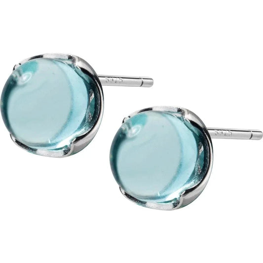 silver New 925 Sterling Silver Stud Earrings For Women Jewelry Sky Blue Mermaid Tears Earring