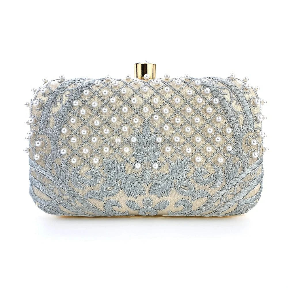 Silver OC4402 Elegant Women Clutch Bag Cheap Price Embroidery Evening Clutch Bag Ladies Wedding Purse