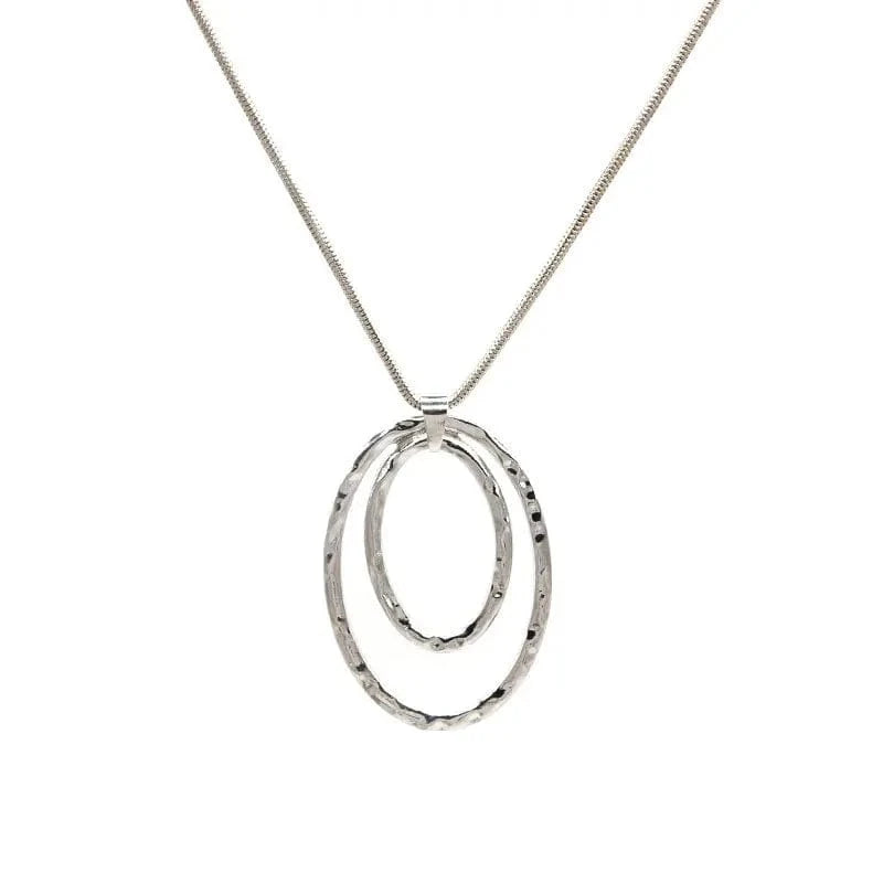 Silver Oval Long Pendant Necklaces For Women Knot Disk Circle Tassel Pendant Statement Sweater Necklace Set Gold Silver Chain Girl Jewelry