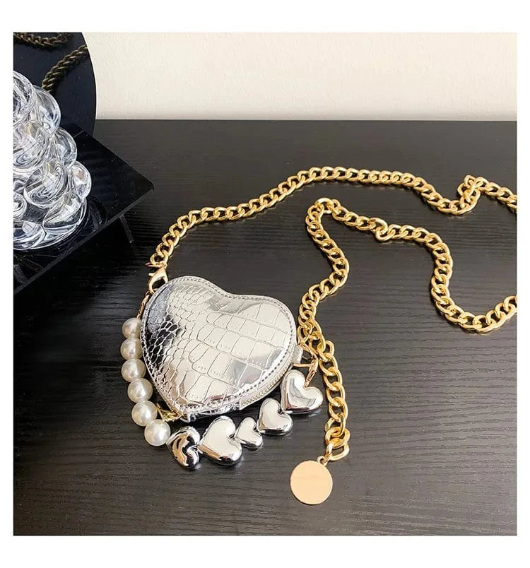 silver Ready to ship 2024 fashion boutique heart shape hot selling mini handbags womens bags