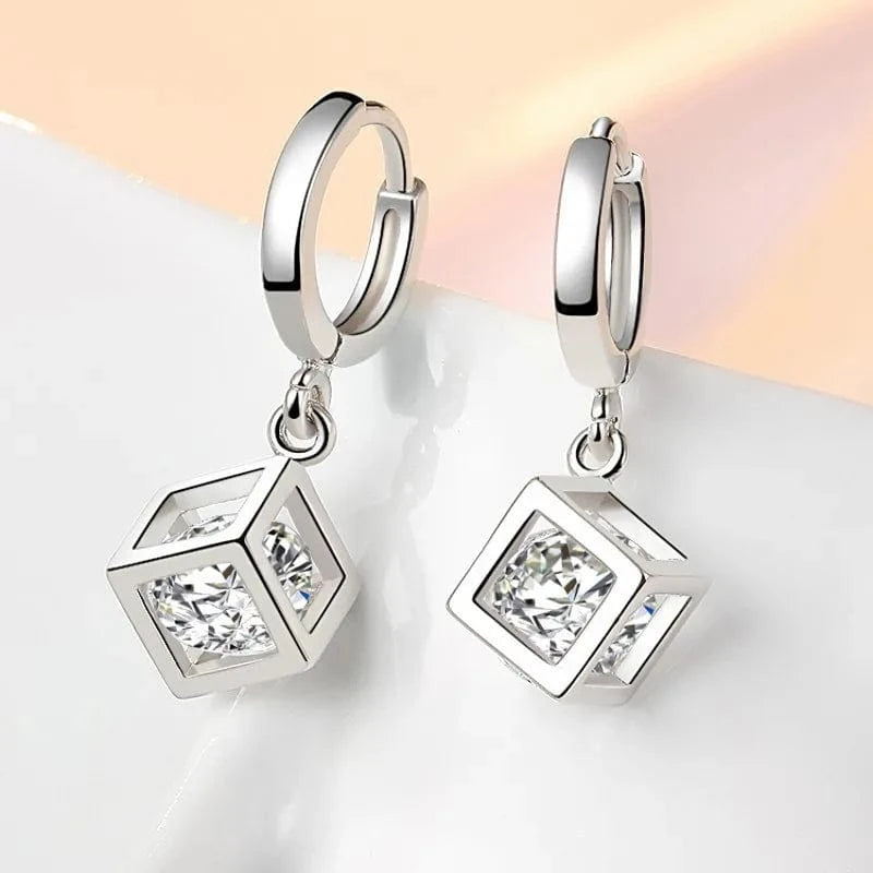 silver REETI 925 Sterling Silver Shiny Square Cubic Zircon Butterfly Hoop Earrings Ear Jewelry For Women Party Gifts