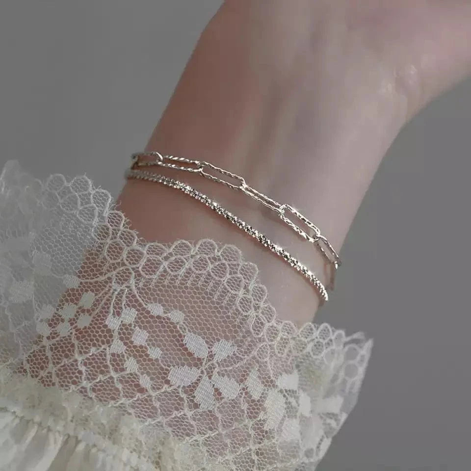 silver S925 Sterling Silver Bracelets for Women Cute and Charm Wrist Bracelets Jewelry Gift for Teen Girls