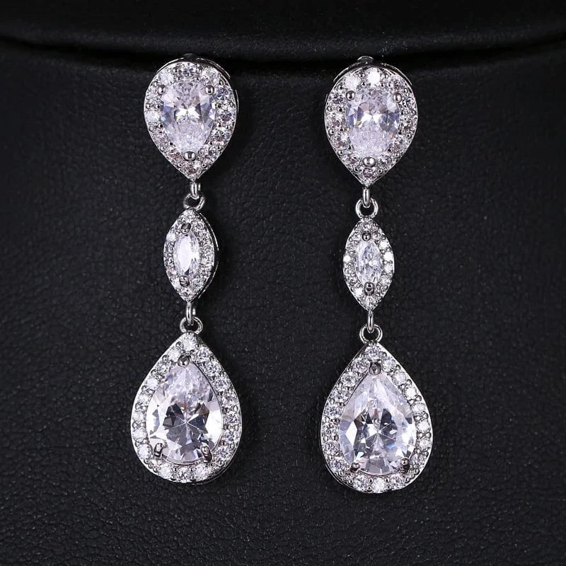 silver S925 Sterling Silver Color Rose Gold Drop Water Crystal Bling Stud Earrings for Women Fashion Jewelry New Korean Earrings