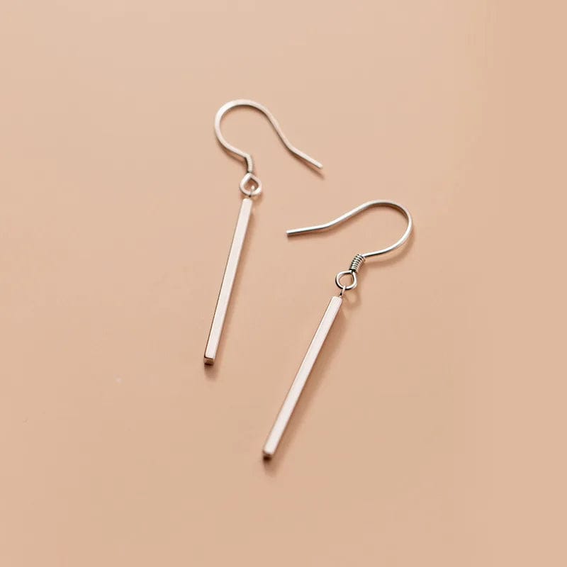 silver Simple Summer Jewelry 925 Sterling Silver Long Bar Drop Earring For Women Girls Gift Jewelry