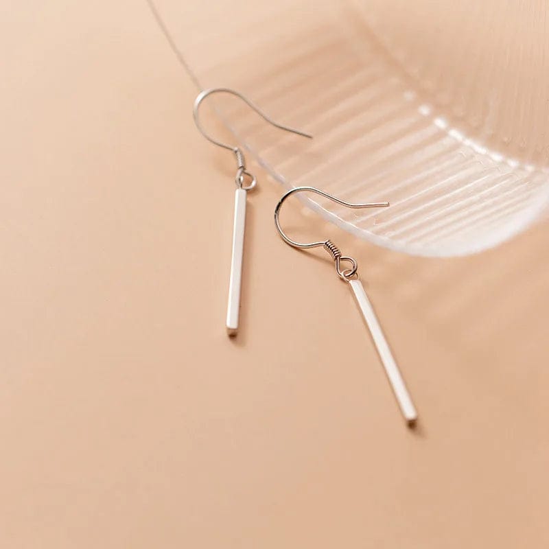 silver Simple Summer Jewelry 925 Sterling Silver Long Bar Drop Earring For Women Girls Gift Jewelry