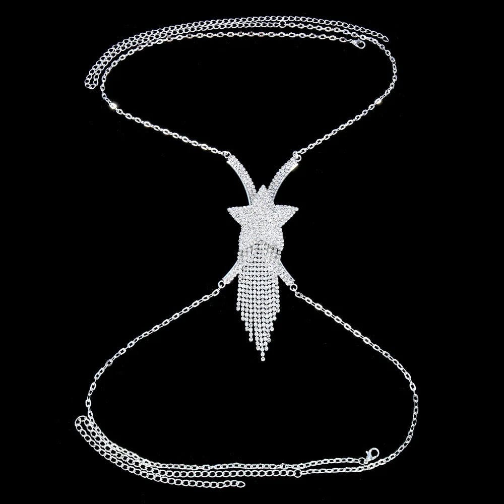 silver / star Sexy Fringe Bras Chain Feminine Chest Bracket Rave Party Accessories for Women Body Jewelry