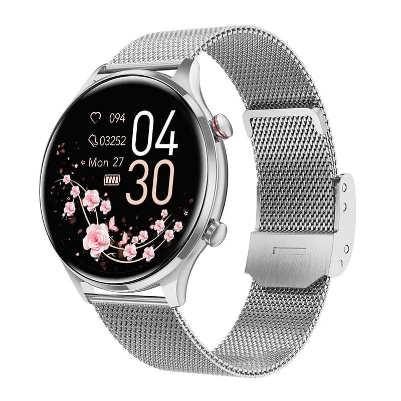 silver steel 2024 AK50 Fashion Fitness Tracker BT call Blood Pressure Heart Rate  reloj inteligente Smart Bracelet Wearable Device Smart Band