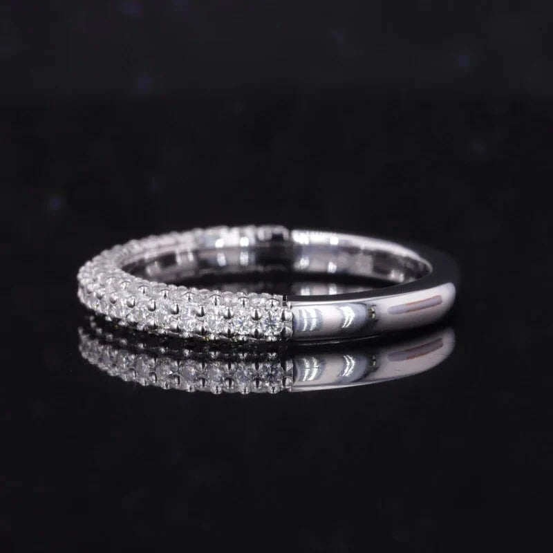 Silver Sterling 925 Lab-Grown Diamond round Shape Jewelry wedding band ring