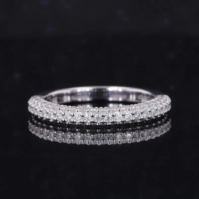 Silver Sterling 925 Lab-Grown Diamond round Shape Jewelry wedding band ring