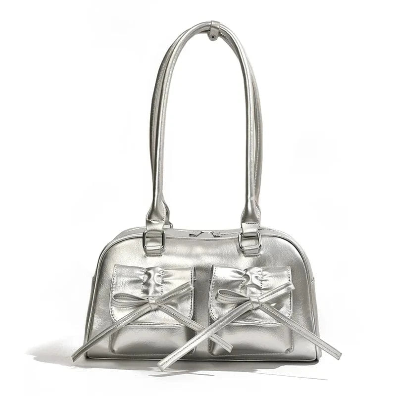 silver Y2K Fashion Underarm Shoulder Bags Vegan Leather Bag Female Luxury Women's Handbags and Purses 2024