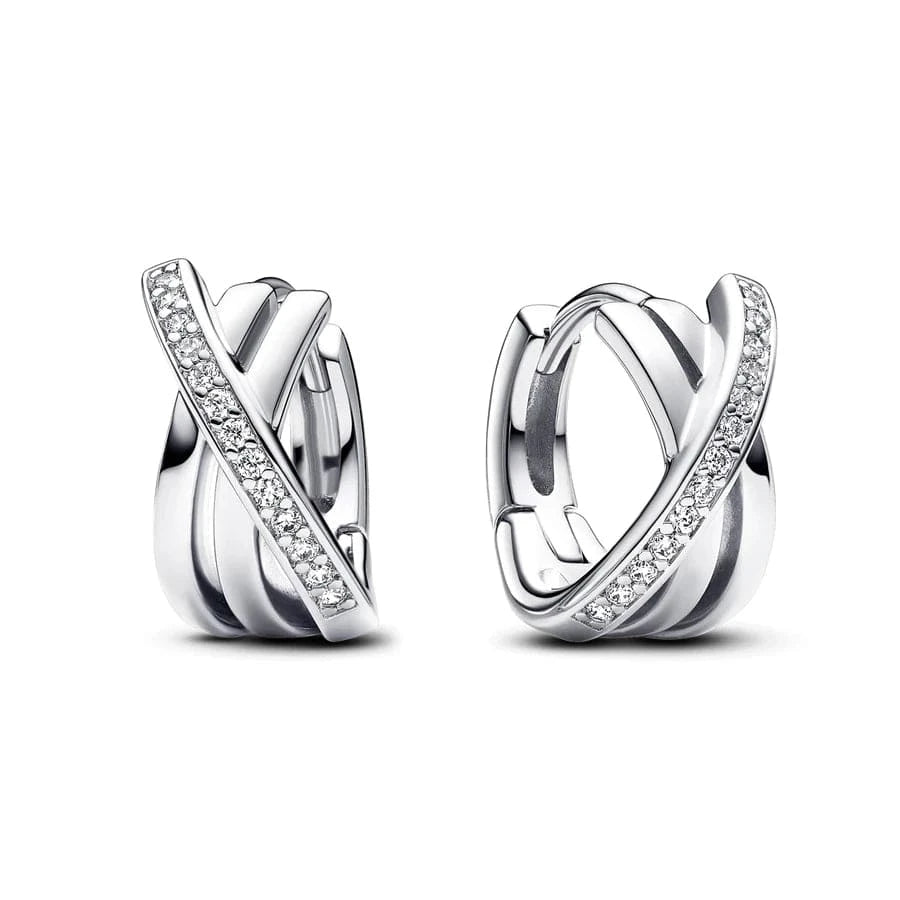 Silver06 2024 new collection wholesale  925 sterling silver jewelry women Sparkle forever knot concentric earrings Earrings for women