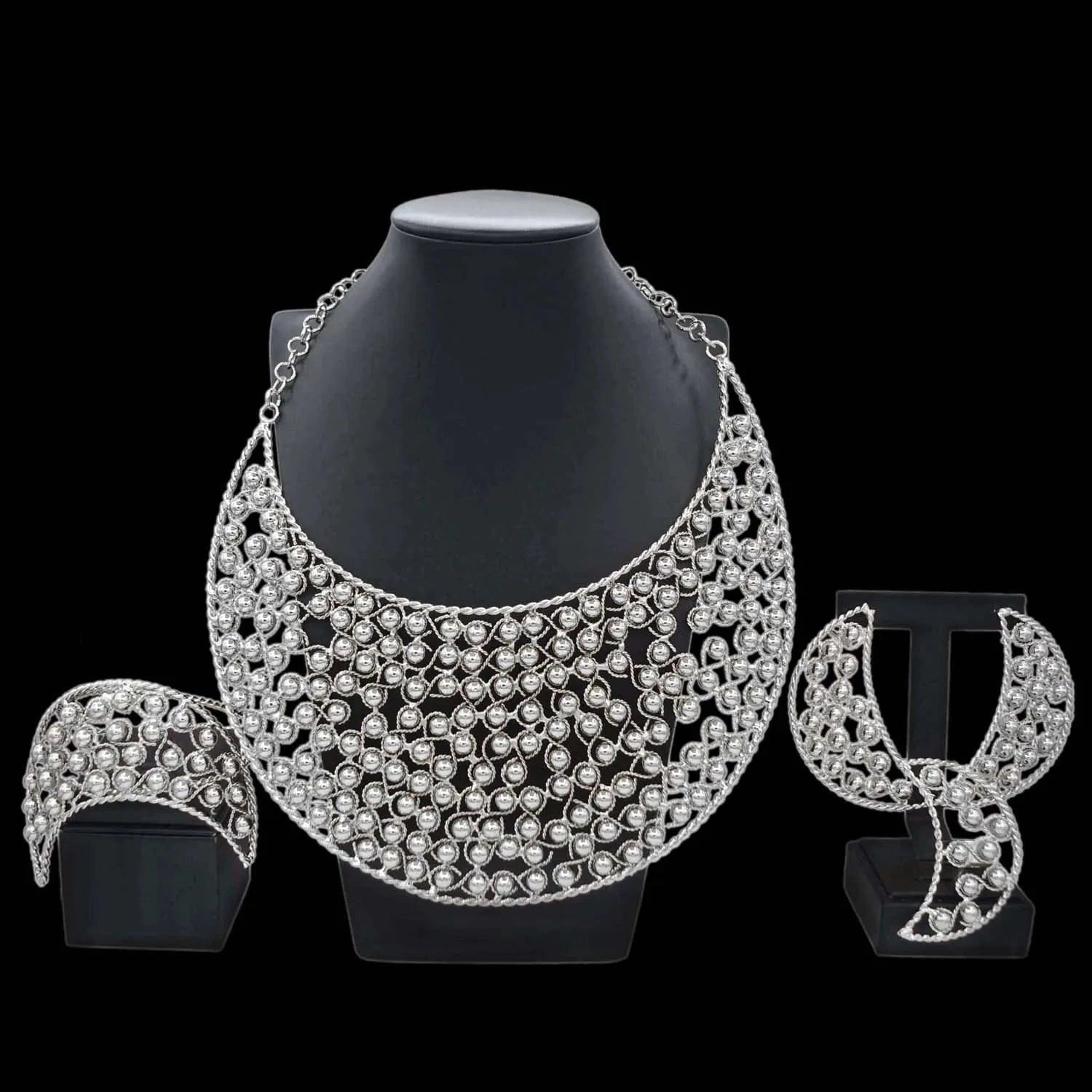 simple / 45CM / Gold Yulaili factory direct women's accessories wedding set jewelry high quality hawaiian 18k silver color zircon big necklace sets