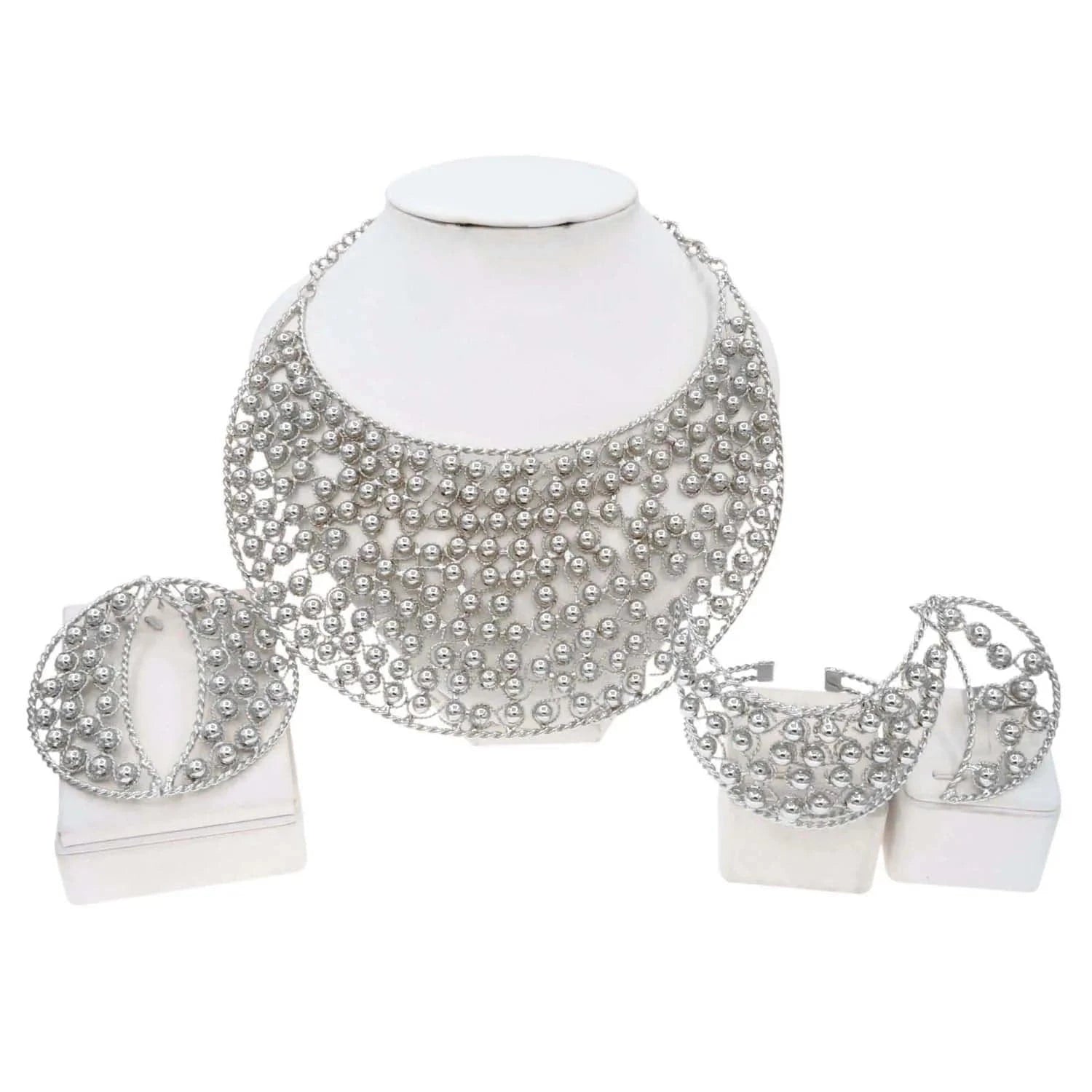 simple / 45CM / Gold Yulaili factory direct women's accessories wedding set jewelry high quality hawaiian 18k silver color zircon big necklace sets