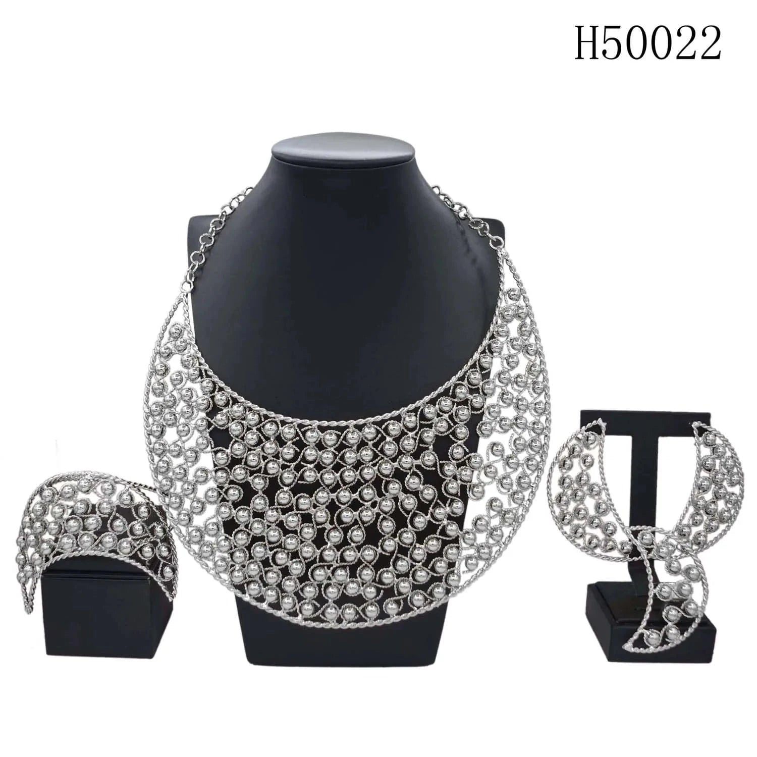 simple / 45CM / Gold Yulaili factory direct women's accessories wedding set jewelry high quality hawaiian 18k silver color zircon big necklace sets